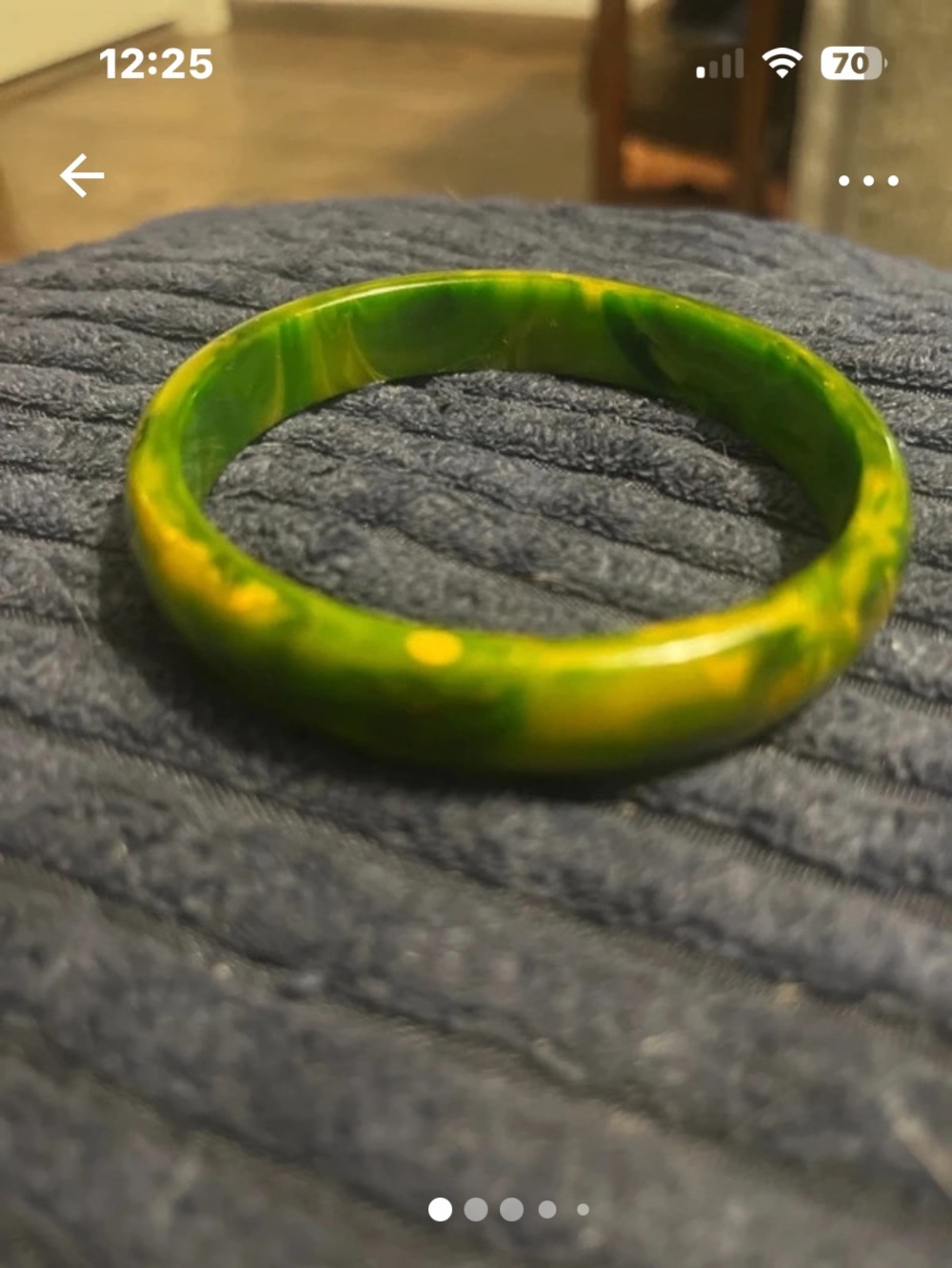 Green & Yellow Marbled Bakelite Bangle Bracelet for Women